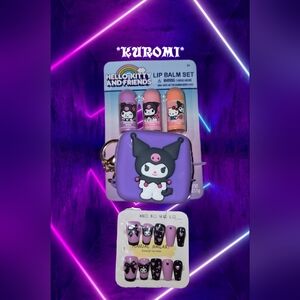 Press-On Nails Set - Black and Purple